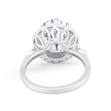 Large Stone Cocktail Ring Art Deco Simulated Cubic Zirconia 925 Sterling Silver
