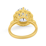 Large Stone Cocktail Ring Art Deco Simulated Cubic Zirconia 925 Sterling Silver