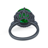 Large Stone Cocktail Ring Art Deco Simulated Cubic Zirconia 925 Sterling Silver