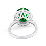 Large Stone Cocktail Ring Art Deco Simulated Cubic Zirconia 925 Sterling Silver