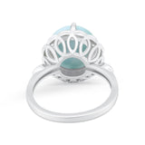 Large Stone Cocktail Ring Art Deco Simulated Cubic Zirconia 925 Sterling Silver