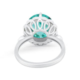Large Stone Cocktail Ring Art Deco Simulated Cubic Zirconia 925 Sterling Silver