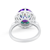 Large Stone Cocktail Ring Art Deco Simulated Cubic Zirconia 925 Sterling Silver