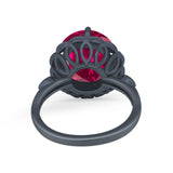 Large Stone Cocktail Ring Art Deco Simulated Cubic Zirconia 925 Sterling Silver