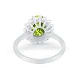 Floral Oval Wedding Ring Round Simulated Cubic Zirconia 925 Sterling Silver