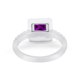 Halo Princess Cut Wedding Ring Simulated Cubic Zirconia 925 Sterling Silver