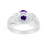 3 Stone Oval Wedding Ring Simulated Cubic Zirconia 925 Sterling Silver