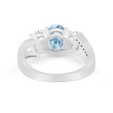 3 Stone Oval Wedding Ring Simulated Cubic Zirconia 925 Sterling Silver