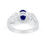 3 Stone Oval Wedding Ring Simulated Cubic Zirconia 925 Sterling Silver