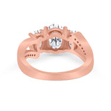 3 Stone Oval Wedding Ring Simulated Cubic Zirconia 925 Sterling Silver