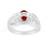 3 Stone Oval Wedding Ring Simulated Cubic Zirconia 925 Sterling Silver