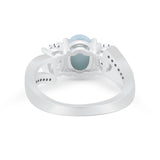 3 Stone Oval Wedding Ring Simulated Cubic Zirconia 925 Sterling Silver