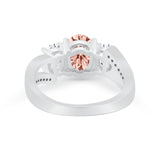 3 Stone Oval Wedding Ring Simulated Cubic Zirconia 925 Sterling Silver