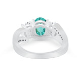 3 Stone Oval Wedding Ring Simulated Cubic Zirconia 925 Sterling Silver