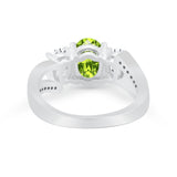 3 Stone Oval Wedding Ring Simulated Cubic Zirconia 925 Sterling Silver