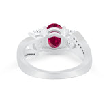 3 Stone Oval Wedding Ring Simulated Cubic Zirconia 925 Sterling Silver
