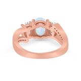3 Stone Oval Wedding Ring Simulated Cubic Zirconia 925 Sterling Silver