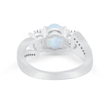3 Stone Oval Wedding Ring Simulated Cubic Zirconia 925 Sterling Silver