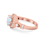 Halo Engagement Ring Simulated Cubic Zirconia 925 Sterling Silver