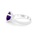 Solitaire Cushion Cut Engagement Ring Simulated Cubic Zirconia 925 Sterling Silver Cushion Cut Ring