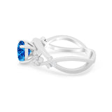 Art Deco Plumeria Flower Infinity Shank Engagement Ring Simulated Cubic Zirconia 925 Sterling Silver
