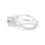 Art Deco Plumeria Flower Infinity Shank Engagement Ring Cubic Zirconia 925 Sterling Silver
