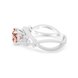 Art Deco Plumeria Flower Infinity Shank Simulated Cubic Zirconia Engagement Ring 925 Sterling Silver
