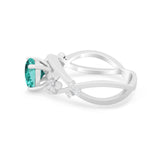 Art Deco Plumeria Flower Infinity Shank Simulated Cubic Zirconia Engagement Ring 925 Sterling Silver