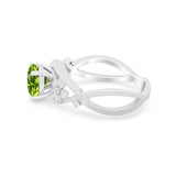 Art Deco Plumeria Flower Infinity Shank Engagement Ring Simulated Cubic Zirconia 925 Sterling Silver