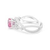 Art Deco Plumeria Flower Infinity Shank Simulated Cubic Zirconia Engagement Ring 925 Sterling Silver
