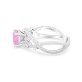 Art Deco Plumeria Flower Infinity Shank Simulated Cubic Zirconia Engagement Ring 925 Sterling Silver