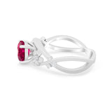 Art Deco Plumeria Flower Infinity Shank Engagement Ring Simulated Cubic Zirconia 925 Sterling Silver