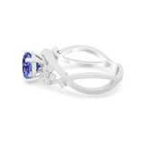 Art Deco Plumeria Flower Infinity Shank Simulated Cubic Zirconia Engagement Ring 925 Sterling Silver