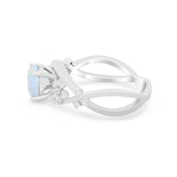 Art Deco Plumeria Flower Infinity Shank Simulated Cubic Zirconia Engagement Ring 925 Sterling Silver