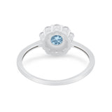 Floral Wedding Ring Petite Dainty Simulated Cubic Zirconia 925 Sterling Silver