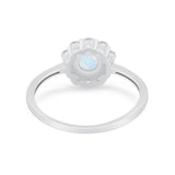 Floral Wedding Ring Petite Dainty Simulated Cubic Zirconia 925 Sterling Silver