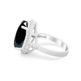 Teardrop Cocktail Engagement Ring Pear Simulated Cubic Zirconia 925 Sterling Silver