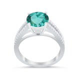 Vintage Style Round Simulated Cubic Zirconia Engagement Ring 925 Sterling Silver