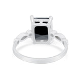 Radiant Cut Shank Simulated Cubic Zirconia 925 Sterling Silver Engagement Ring