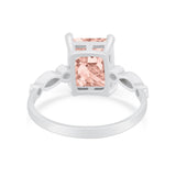 Radiant Cut Shank Simulated Cubic Zirconia 925 Sterling Silver Engagement Ring