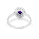 Solitaire Wedding Ring Pear Simulated Cubic Zirconia 925 Sterling Silver