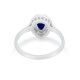 Solitaire Wedding Ring Pear Simulated Cubic Zirconia 925 Sterling Silver