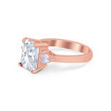 Three Stone Wedding Ring Heart Simulated Cubic Zirconia 925 Sterling Silver BA1058