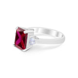 Three Stone Wedding Ring Heart Simulated Cubic Zirconia 925 Sterling Silver BA1058