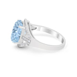Art Deco Engagement Bridal Ring Simulated Cubic Zirconia 925 Sterling Silver BA1059