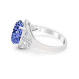 Art Deco Engagement Bridal Ring Simulated Cubic Zirconia 925 Sterling Silver BA1059