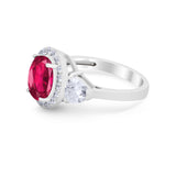 Three Stone Engagement Ring Simulated Cubic Zirconia 925 Sterling Silver BA1067