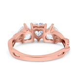 Three Heart Engagement Promise Ring Simulated Cubic Zirconia 925 Sterling Silver