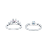 Two Piece Bridal Set Marquise Art Deco Wedding Engagement Ring Set Round Simulated Cubic Zirconia & Lab White Opal Band 925 Sterling Silver