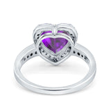 Halo Heart Promise Ring Simulated Cubic Zirconia 925 Sterling Silver